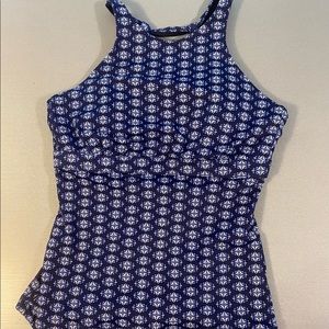 Athleta Maldives tankini 34 D/DD med bottoms Aztec print